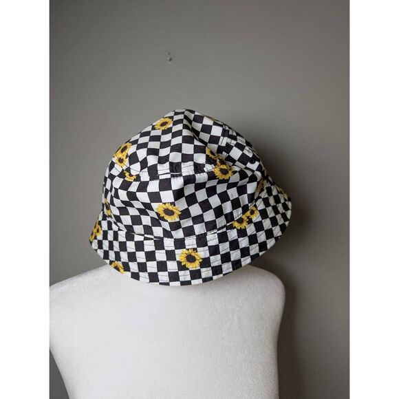 Vans black & white checkerboard sunflower bucket hat S/M - Picture 2 of 3